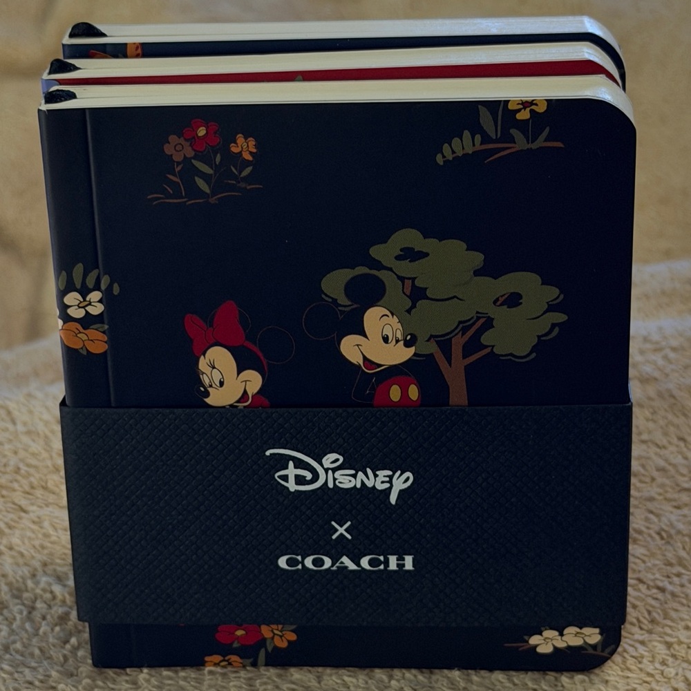 💐 Disney x Coach Black Floral Notebook Trio 💐 NWT 💐